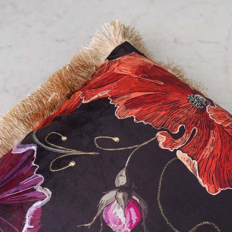 Декоративная подушка с бахромой и цветочным орнаментом Cushion With Fringes Floral Design