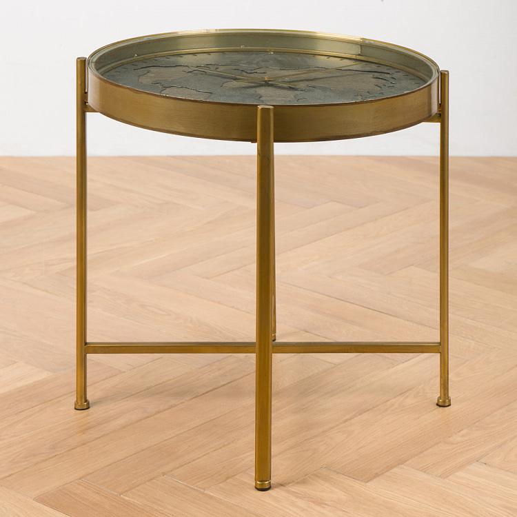 Журнальный стол с часами и картой мира Верн Vernes Side Table With Clock And Worldmap