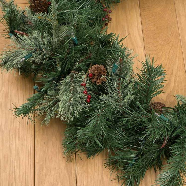 Еловая гирлянда с ягодами и шишками 70 Led Berry Pine Garland 180 cm