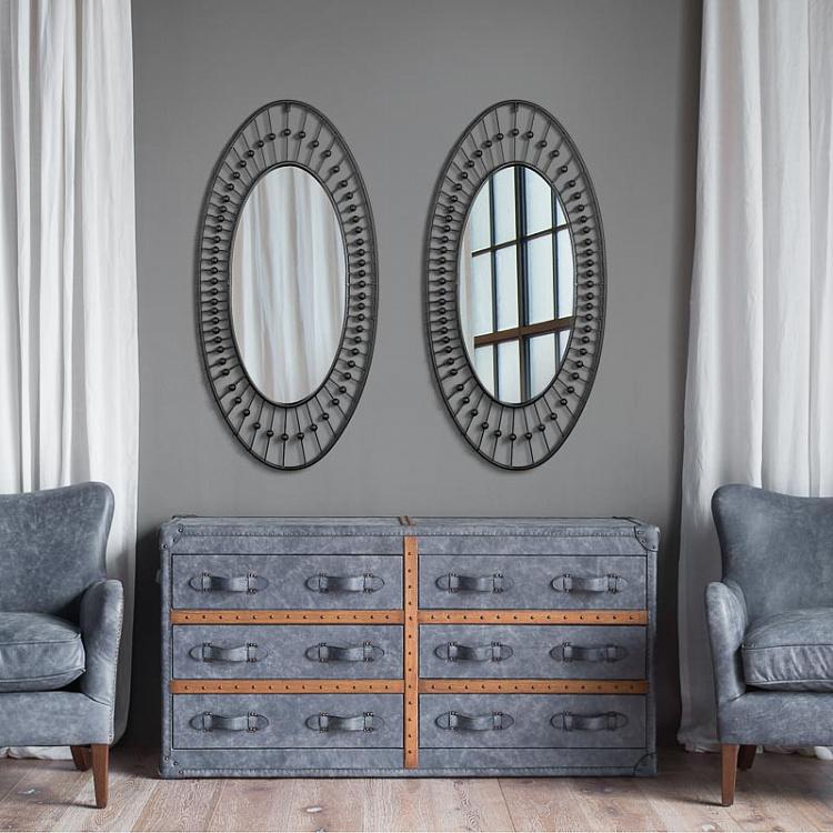 Настенное овальное зеркало Чёрный жемчуг Oval Mirror Black Pearls