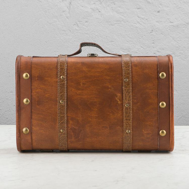 Набор из двух декоративных чемоданов из экокожи Set Of 2 Wood Suitcase Boxes Brown