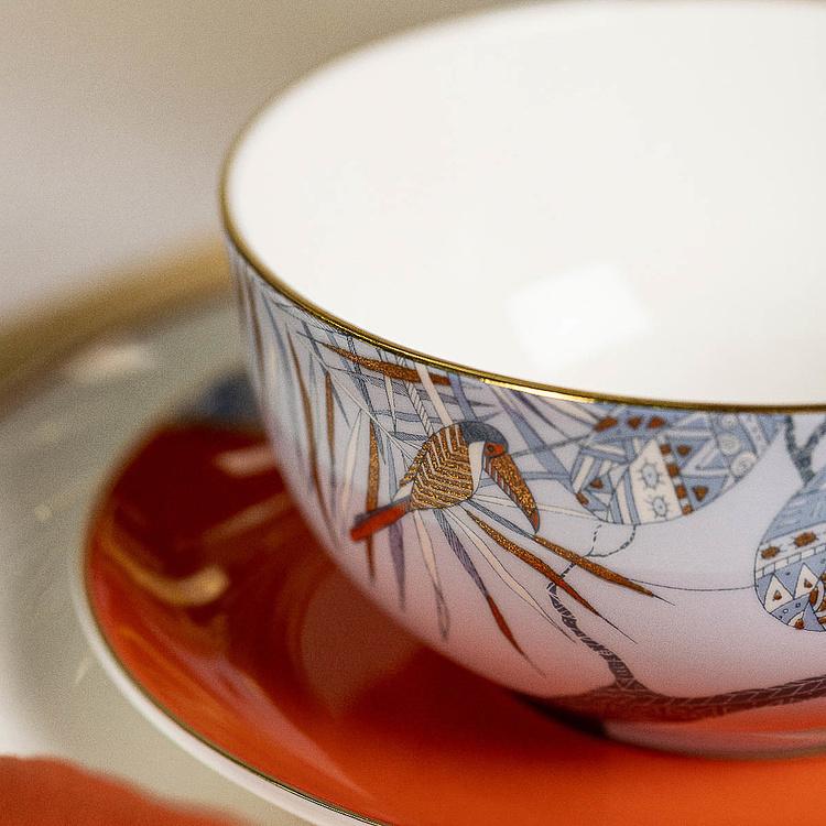 Чайная пара с деревом на кружке Африка Africa Tea Cup And Saucer Tree Blue