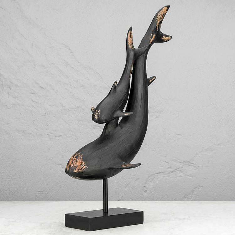 Статуэтка на подставке Две чёрные рыбы Black Fish On Base