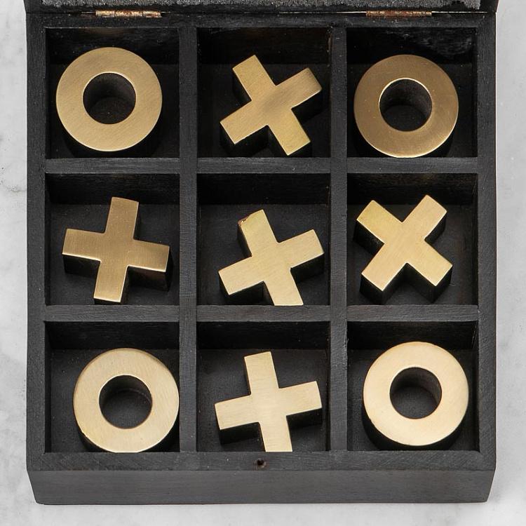 Настольная игра Крестики-нолики в шкатулке с металлической крышкой OXO Game Silvered Lid