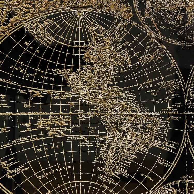 Зеркальная картина с Земными полушариями Mirrored Wall Art Hemispheres