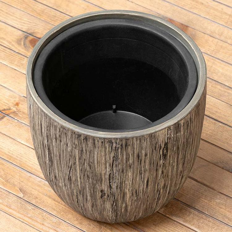Кашпо-чаша Эффектори белёный дуб, L Effectory Wood Bowl Pot White Oak Large