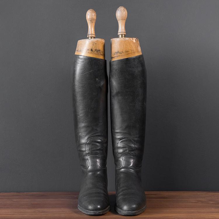 Винтажные сапоги для верховой езды 4 Vintage Black Riding Boots With Shoe Lasts 4