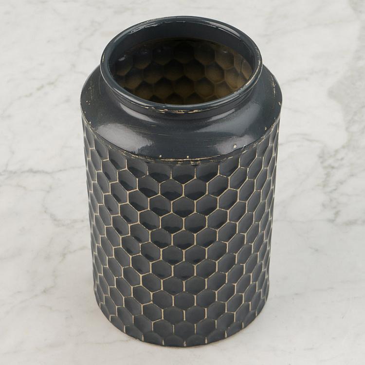 Декоративная тёмно-синяя металлическая ваза Dark Blue Metal Vase