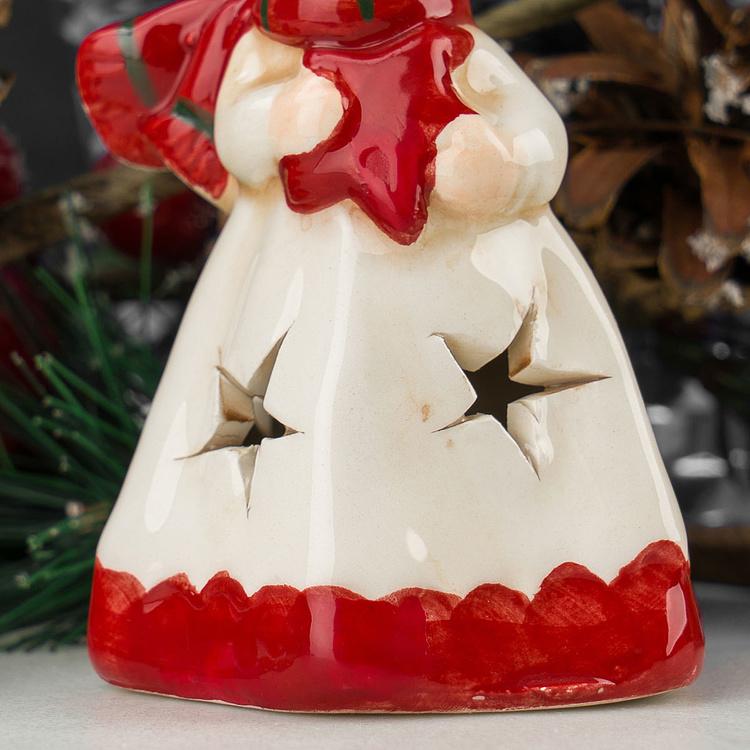 Новогодняя керамическая фигурка с подсветкой Ангел Ceramic White Angel With Lights 9 cm
