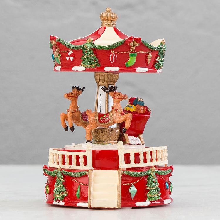 Музыкальная механическая фигурка Карусель Сани Санты Music Motion Santa Sleigh Carousel 14,5 cm