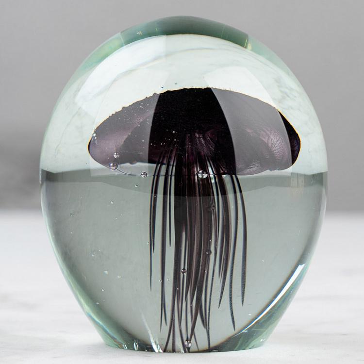 Пресс-папье Чёрная медуза Glass Paper Weight With Jellyfish