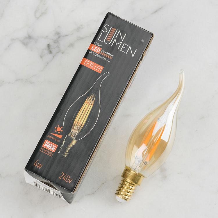 Филаментная светодиодная диммируемая лампа Эдисон Пламя Цитадель E14 4 Вт, золотая колба Edison Flame Gold Citadel E14 4W Dim