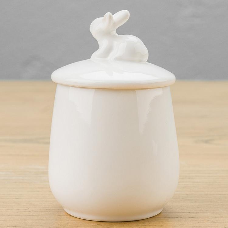 Стакан для ватных дисков с кроликом на крышке Rabbit Cotton Pads Glass With Lid