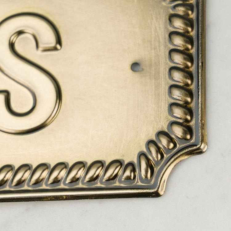 Металлическая табличка латунного цвета Джентльмены Brass Sign Gents