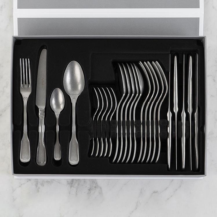 Набор из 24 столовых приборов на 6 персон по 4 предмета Витториале Set Of 24 Cutlery Pieces Vittoriale Stone Washed