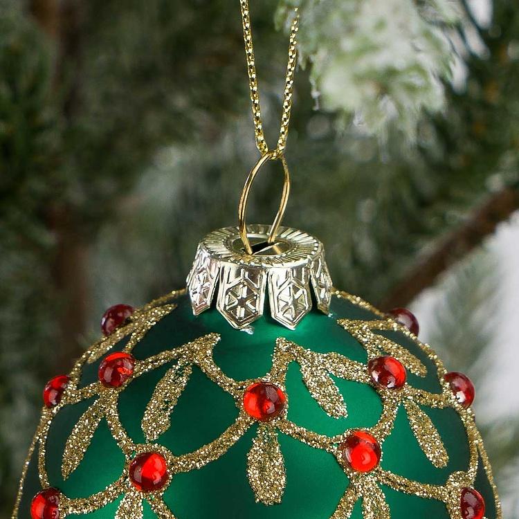 Набор из двух ёлочных игрушек-шкатулок красной и зелёной Set Of 2 Xmas Egg Boxes Jewel Red Green 11 cm