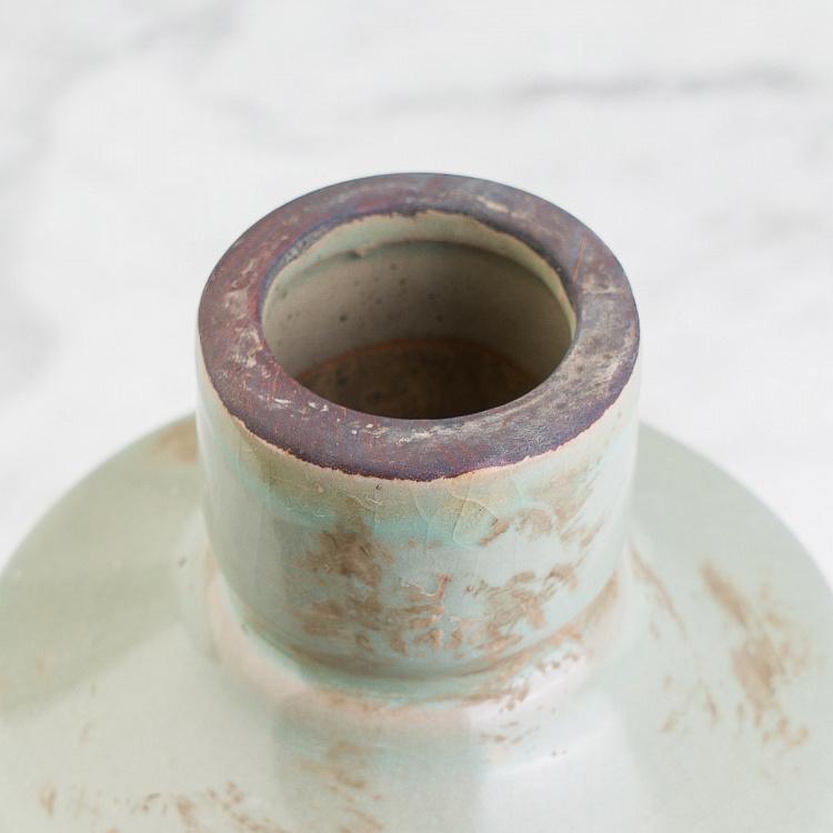 Высокая салатовая керамическая ваза Бутыль Bottle Vase Verdigris High