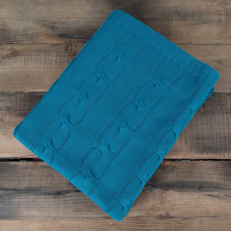 Синий вязаный плед Мессина Messina Knit Throw Royal Blue