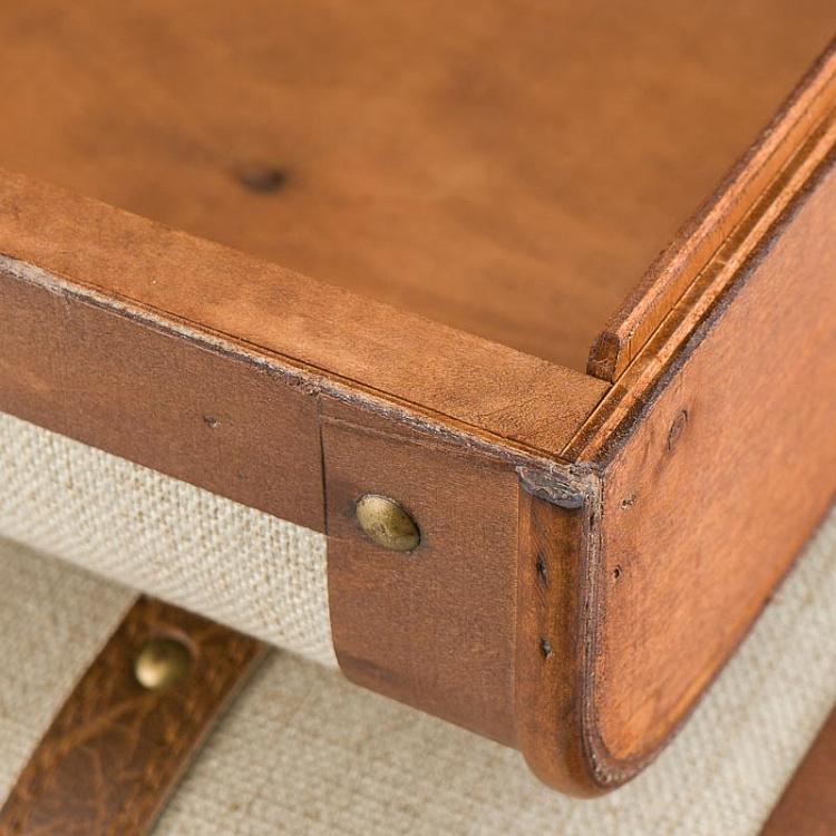 Набор из двух бежевых декоративных чемоданов Set Of 2 Wood Fabric Suitcase Boxes Cream