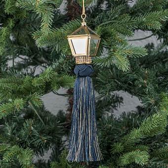 Mirror Pendant With Tassel Blue 25 cm