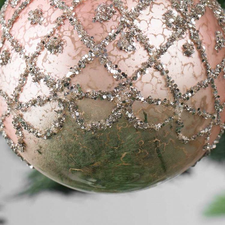 Ёлочная игрушка Розовый состаренный шар Ball Aged Pink 8 cm
