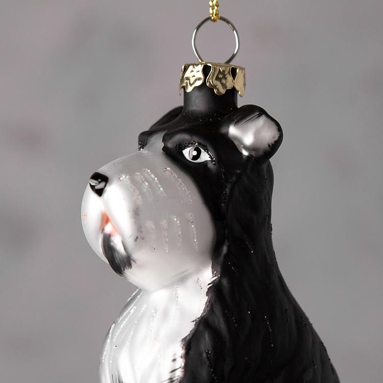 Набор из двух ёлочных игрушек Собаки Set Of 2 Glass Dogs Black/Cream 9 cm