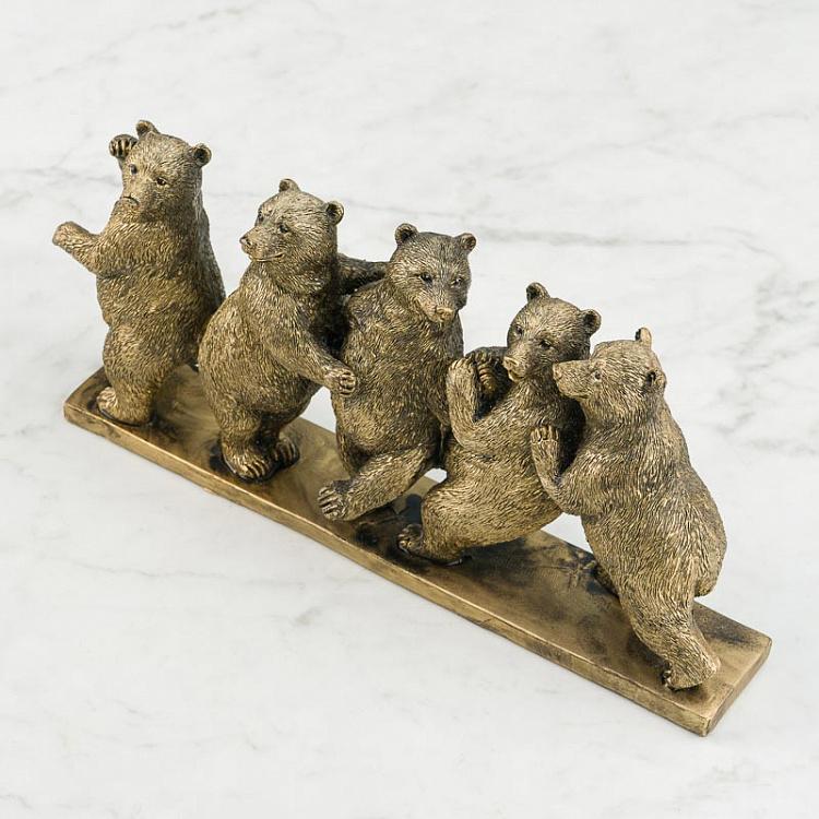 Статуэтка Медвежий квинтет Row Of 5 Bears Antique Gold