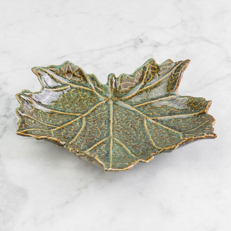 Керамическое сервировочное блюдо Зелёный лист Ceramic Green Leaf Dish