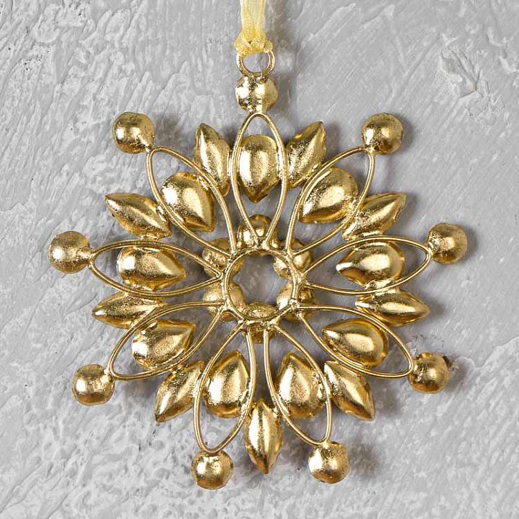 Новогодняя подвеска Цветок с камнями цвета шампань Jewelled Round Flower Champagne 8 cm