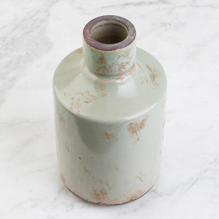 Высокая салатовая керамическая ваза Бутыль Bottle Vase Verdigris High