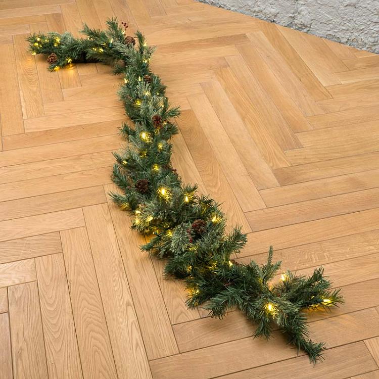 Еловая гирлянда с ягодами и шишками 70 Led Berry Pine Garland 180 cm