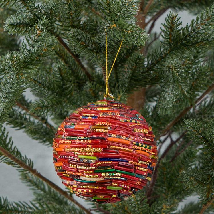 Ёлочная игрушка Разноцветный шар Ташкент Multicolored Wires Ball 9 cm