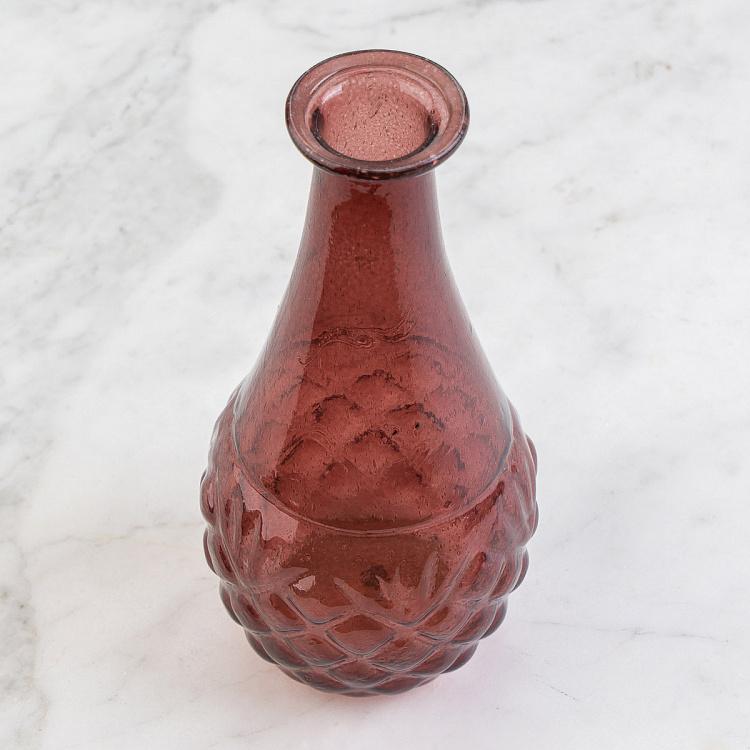 Узкая бордовая мини-ваза из переработанного стекла Narrow Recycled Glass Vase Burgundy
