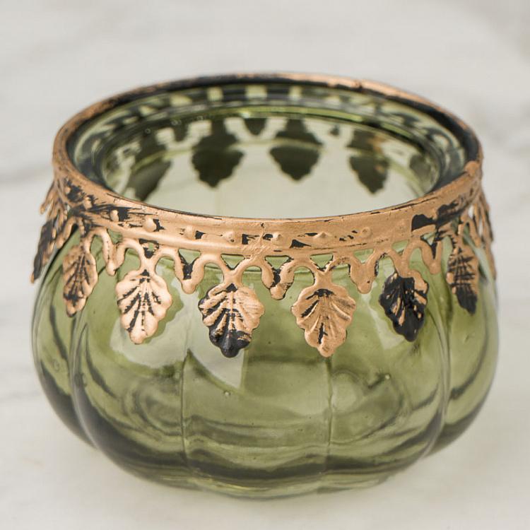 Круглый стеклянный подсвечник Антик Glass Metal Antique Round Votive