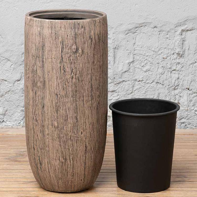 Высокое кашпо Эффектори светлый дуб, S Effectory Wood Tall Pot Oak Small