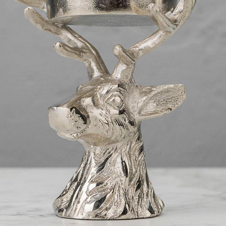 Подсвечник на одну свечу Олень Candle Stand Deer Silver