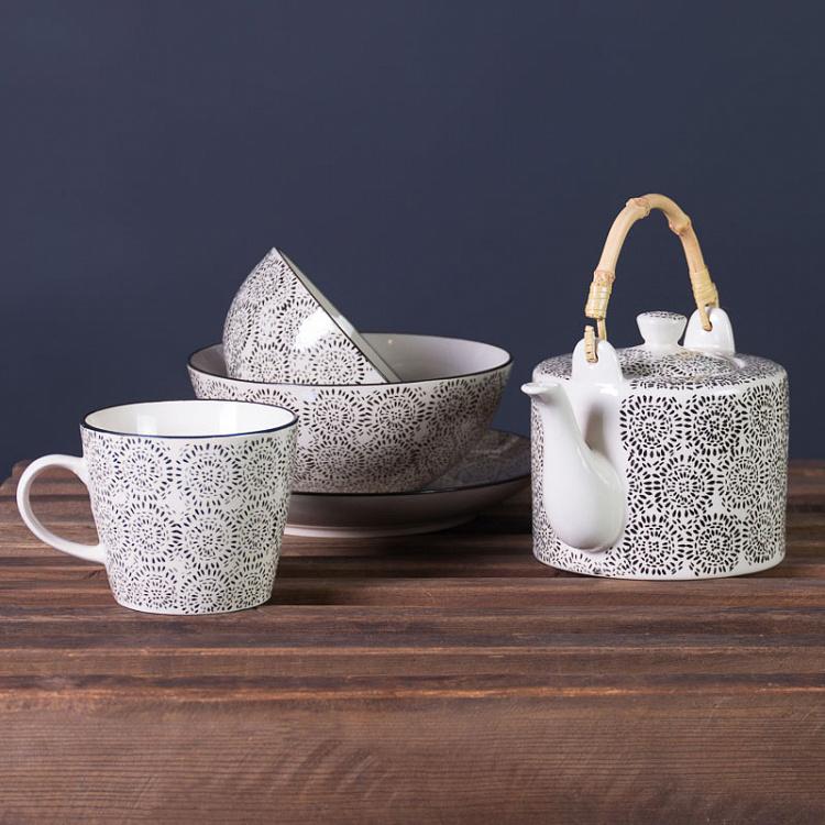 Пиала с узором чёрный Пух, S Blossom Fluff Bowl Black Small