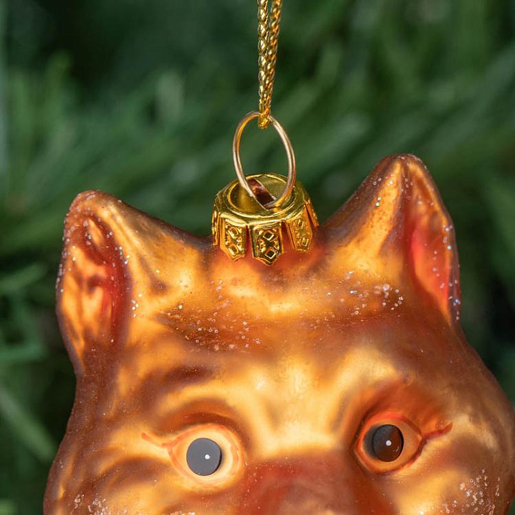 Набор из двух ёлочных игрушек Медведь и лиса в шарфе тартан Set Of 2 Glass Tartan Scarf Bear And Fox Brown 10 cm