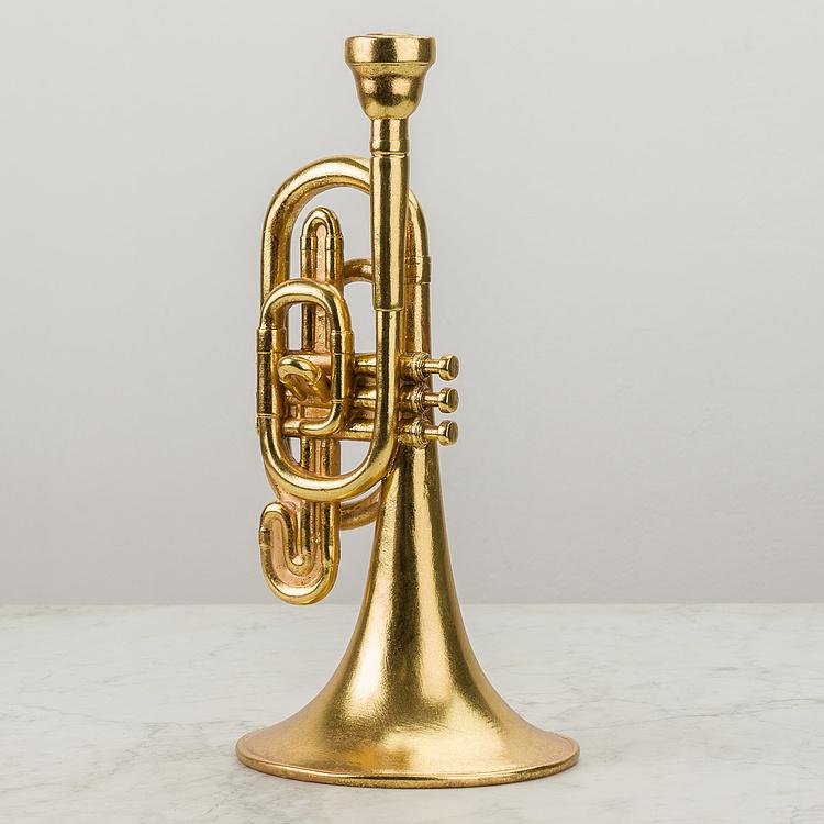 Подсвечник Труба Trumpet Candle Holder Gold