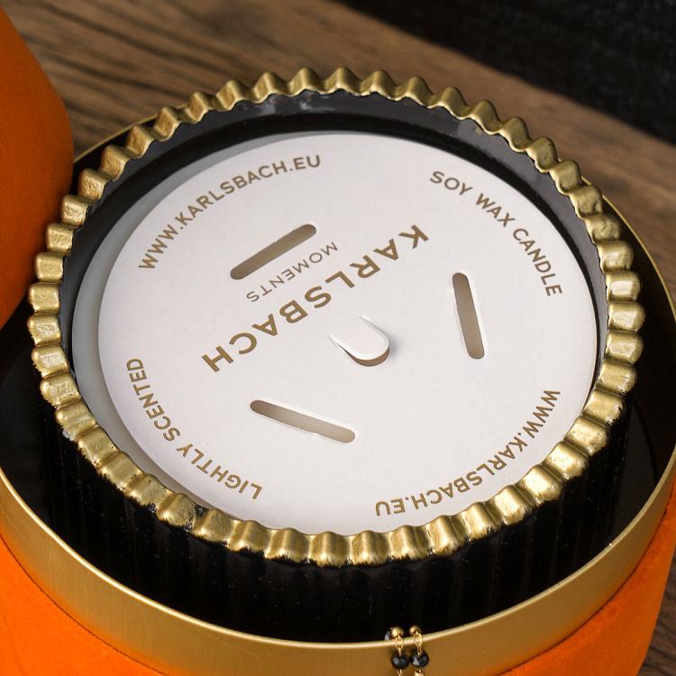 Аромасвеча в чёрном рифлёном стакане Блу Колье Дрифтвуд, S Aroma Candle In Black Striped Glass Blue Collier Driftwood Small