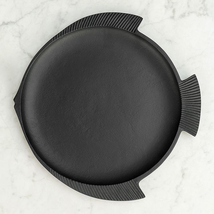Чёрное блюдо Рыба, L Round Fish Dish Big Black