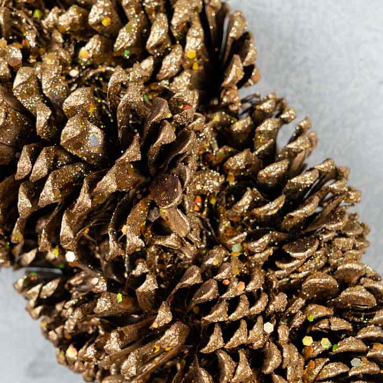 Новогодний венок из золотистых шишек Pinecone Wreath Gold 46 cm