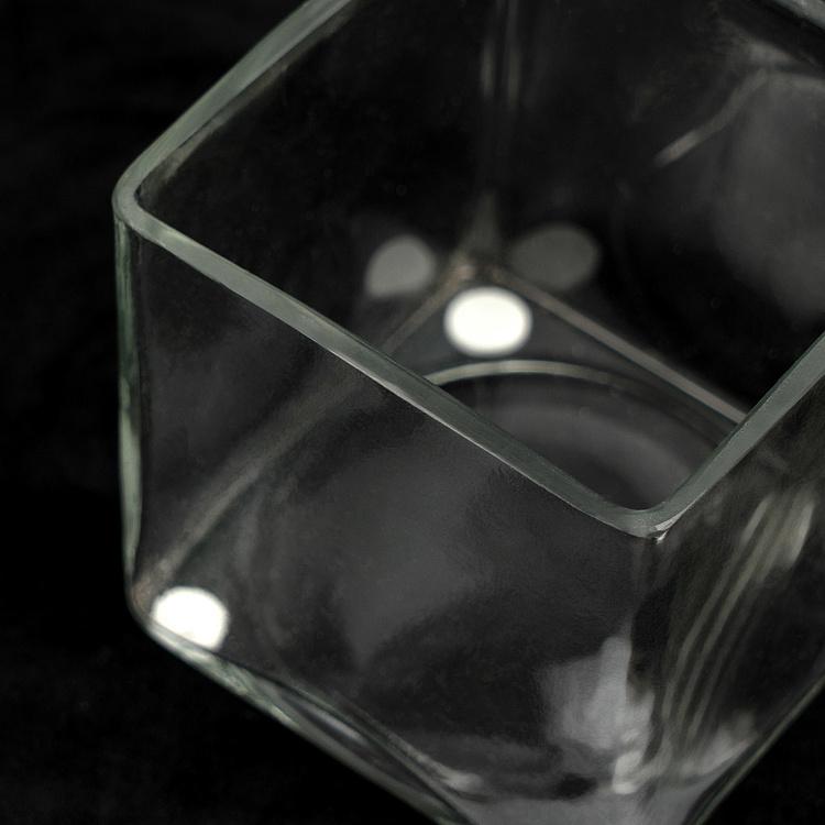 Ёмкость для хранения с латунной обезьянкой на крышке Square Glass Box With Brass Monkey Lid