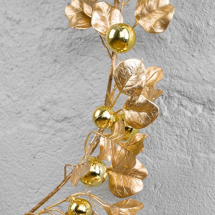 Гирлянда с золотыми шарами и листьями Ball Leaf Garland Gold 183 cm