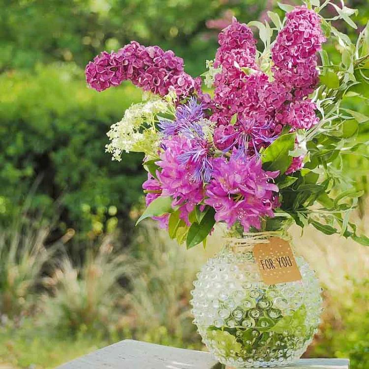 Круглая прозрачная ваза Диамант Round Clear Vase Hobnail