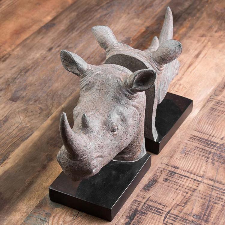 Набор из двух держателей для книг Носороги Bookend Rhino Heads