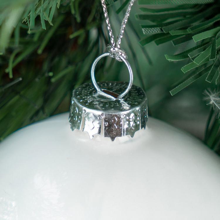 Белый ёлочный шар с коричневыми шишками Glass 3D Cone Ball 1 White/Brown 8 cm