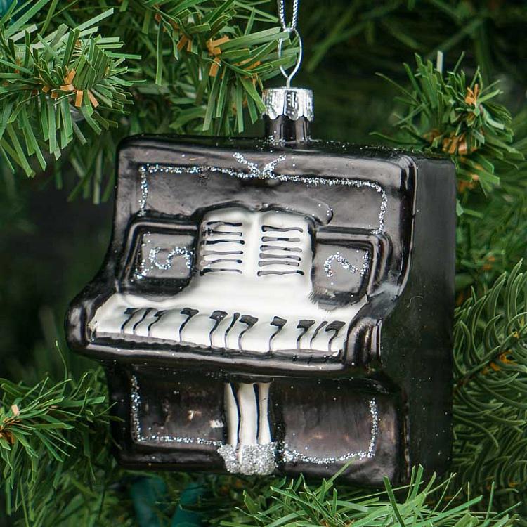 Ёлочная игрушка Пианино Glass Hanger Piano Black 9 cm