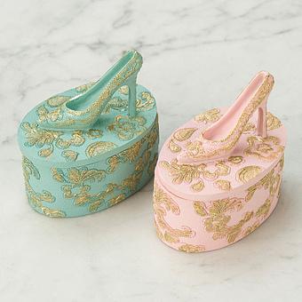 Set Of 2 Shoe Slipper On Boxes Pink Blue