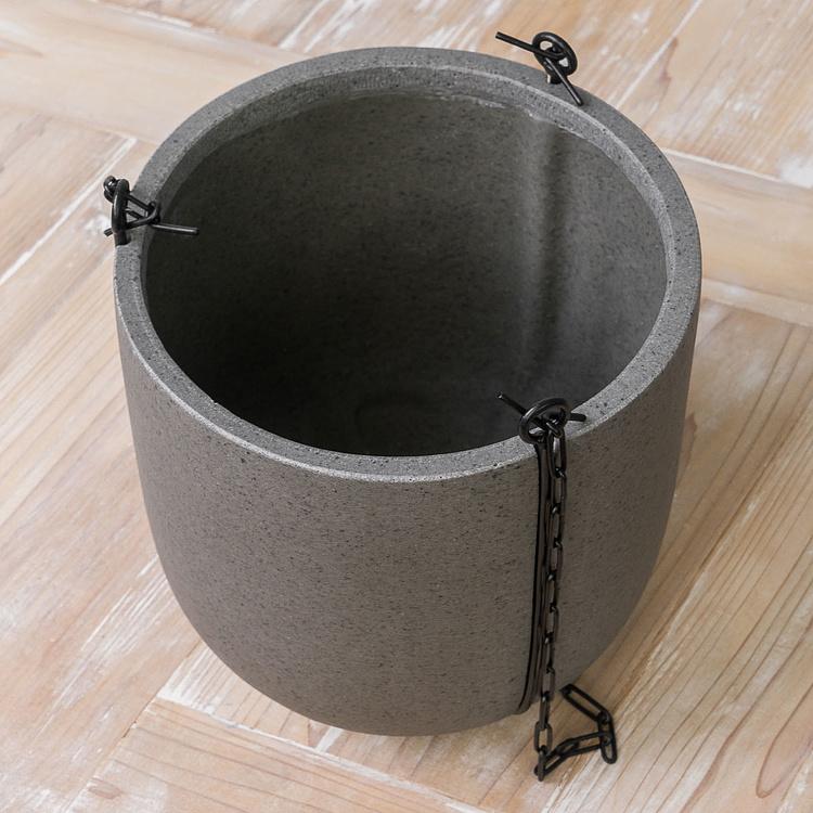 Подвесное тёмно-серое кашпо-чаша Эффектори Бетон, S Effectory Beton Hanging Bowl Dark Grey Small